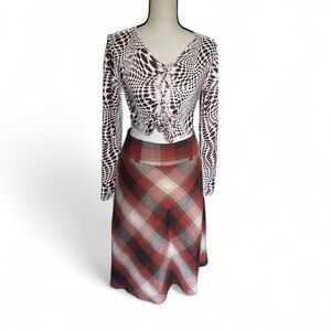 Dressbarn Casual Women’s Plaid A-Line Midi Skirt, Size 10 Multicolored.